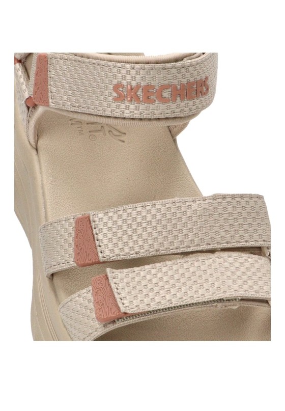 Sandalia de mujer SKECHERS 119826 en taupe con cuña media y cierre de velcro