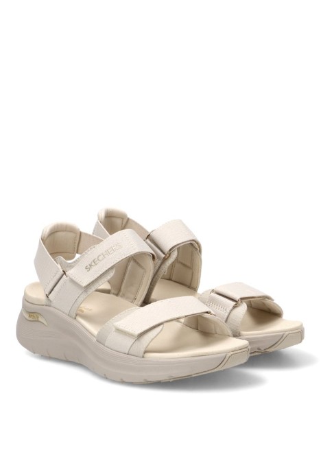 Sandalia beige de mujer SKECHERS 119465 con plantilla Arch-Fit