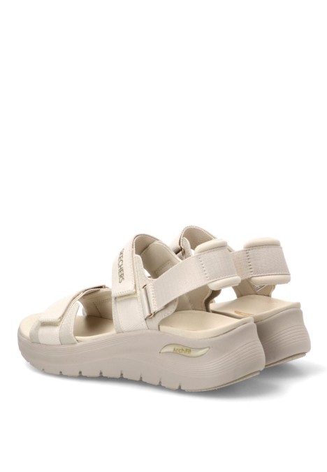 Sandalia beige de mujer SKECHERS 119465 con plantilla Arch-Fit