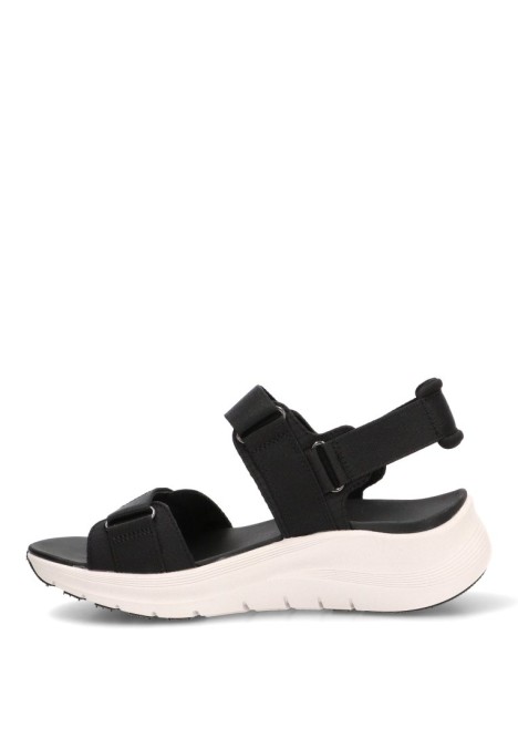 Sandalia negra con cuña media y cierre de velcro para mujer SKECHERS 119465
