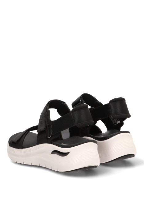 Sandalia negra con cuña media y cierre de velcro para mujer SKECHERS 119465