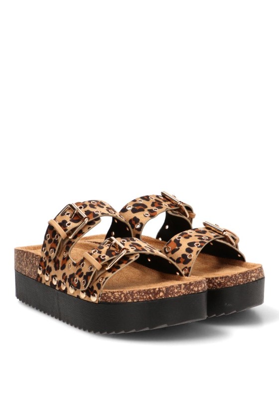 Sandalia con suela doble de mujer STAY 18-2543 en leopardo