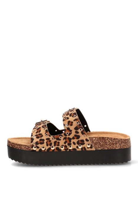 Sandalia con suela doble de mujer STAY 18-2543 en leopardo