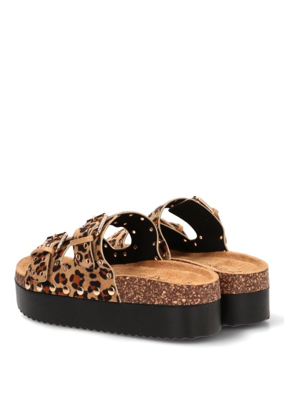 Sandalia con suela doble de mujer STAY 18-2543 en leopardo