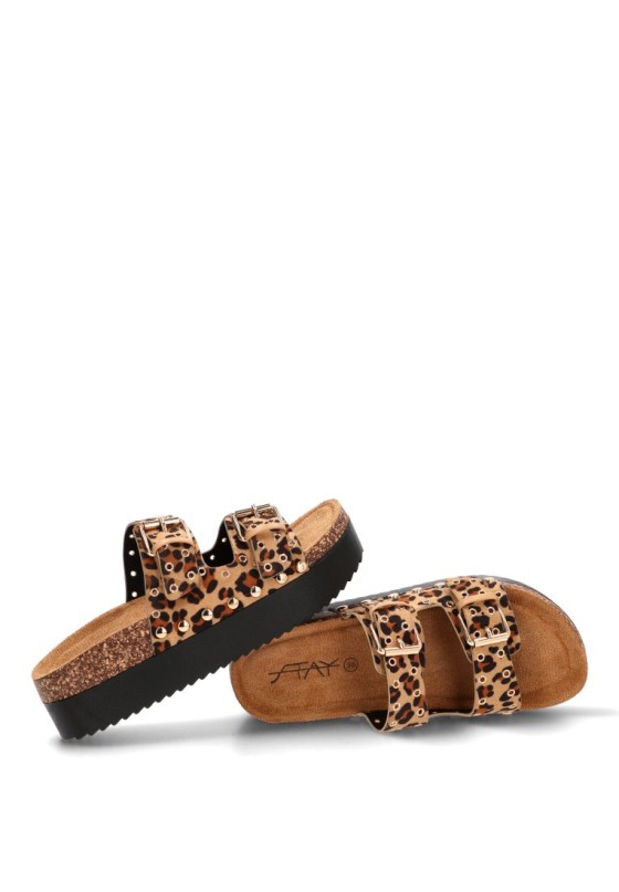 Sandalia con suela doble de mujer STAY 18-2543 en leopardo