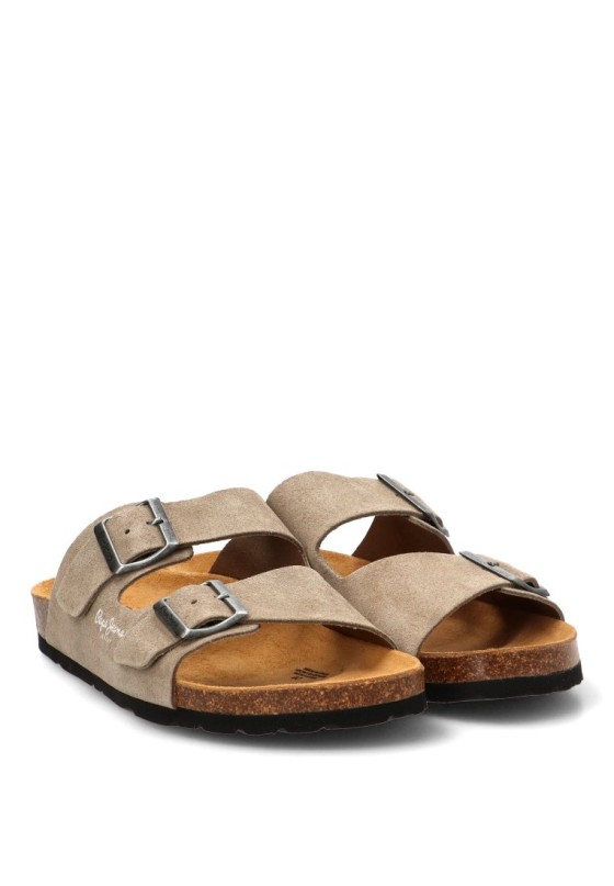 Sandalia de piel taupe para hombre PEPE JEANS PMS90112