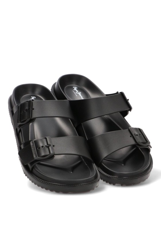 Chanclas de playa negras con hebilla para hombre PEPE JEANS PMS700011