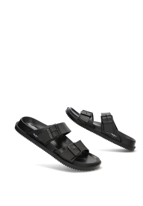 Chanclas de playa negras con hebilla para hombre PEPE JEANS PMS700011