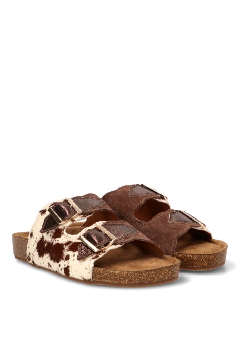Sandalia de piel vaca con hebilla de mujer MUSTANG 54085