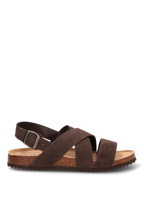 Sandalia piel chocolate de hombre ETIKA 41029