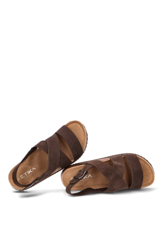 Sandalia piel chocolate de hombre ETIKA 41029