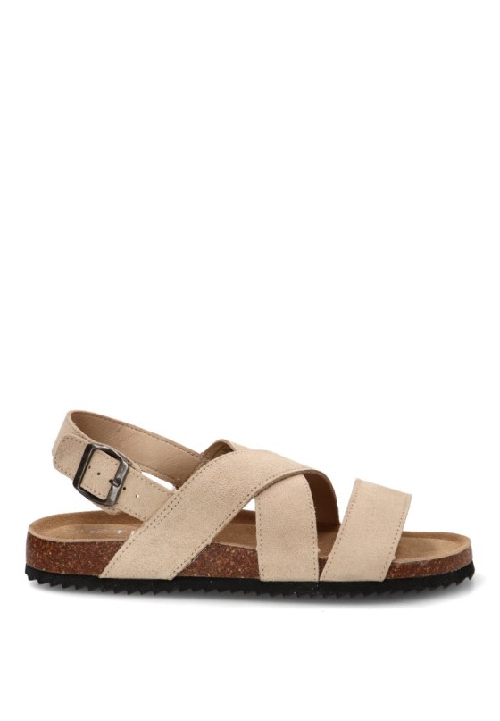 Sandalia de piel beige para hombre ETIKA 41029