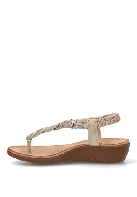 Sandalia cómoda de mujer AMARPIES ABZ30227 beige con cuña media