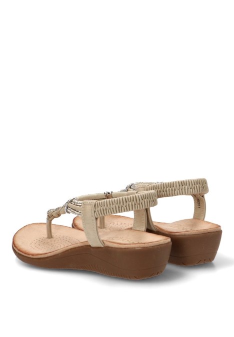 Sandalia cómoda de mujer AMARPIES ABZ30227 beige con cuña media
