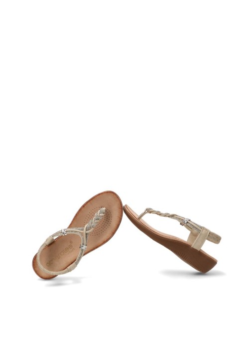 Sandalia cómoda de mujer AMARPIES ABZ30227 beige con cuña media