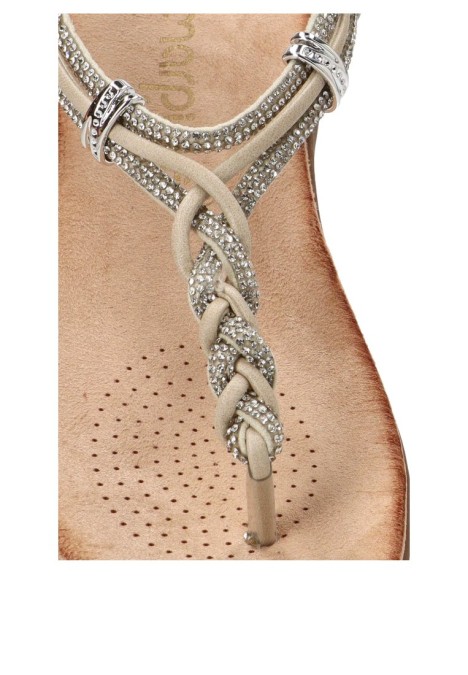 Sandalia cómoda de mujer AMARPIES ABZ30227 beige con cuña media