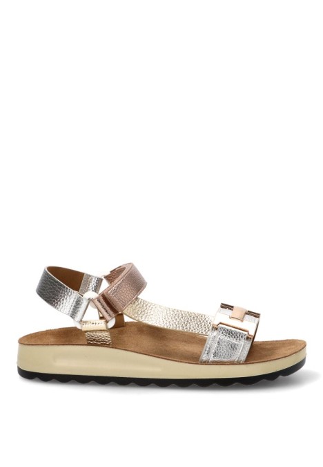 Sandalia confort multi oro ARMONY 10084 con velcro y suela plana