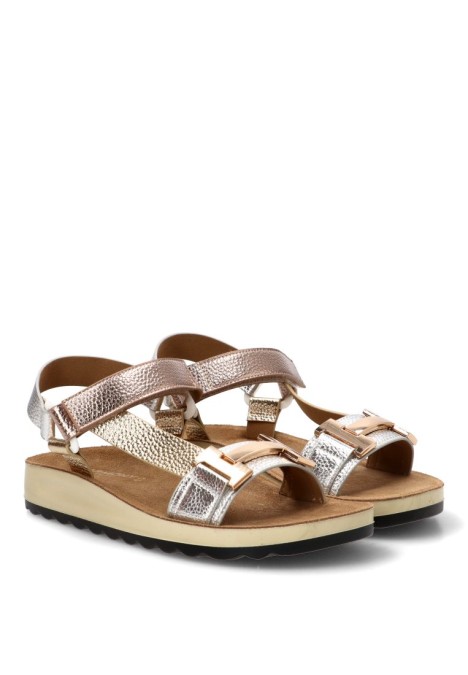 Sandalia confort multi oro ARMONY 10084 con velcro y suela plana