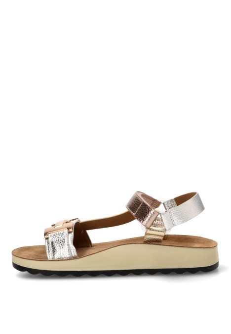 Sandalia confort multi oro ARMONY 10084 con velcro y suela plana
