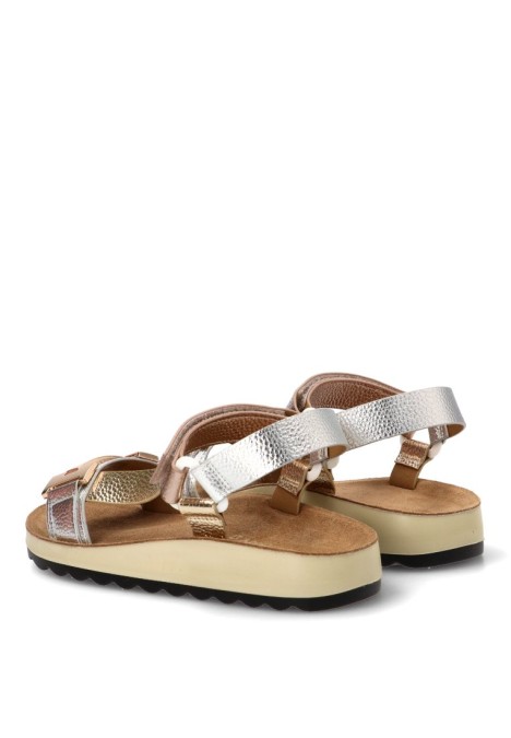 Sandalia confort multi oro ARMONY 10084 con velcro y suela plana