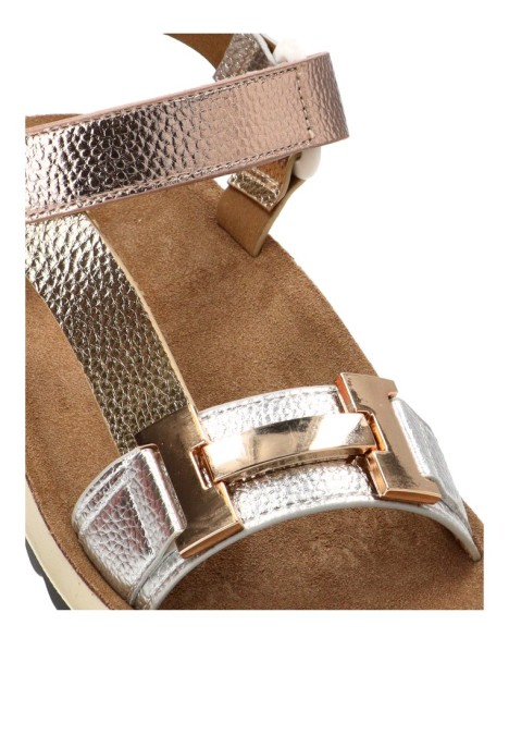 Sandalia confort multi oro ARMONY 10084 con velcro y suela plana