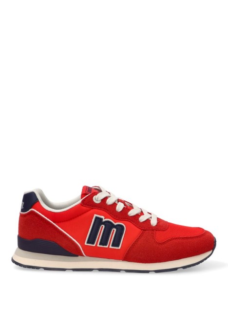 Deportivo rojo sintético con suela plana para hombre MUSTANG 84467