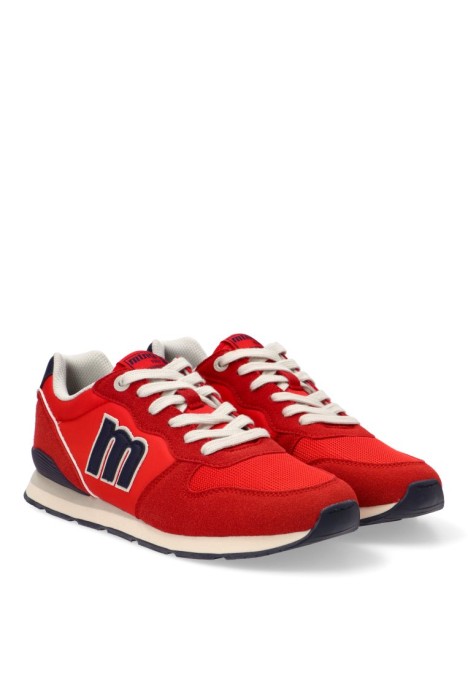 Deportivo rojo sintético con suela plana para hombre MUSTANG 84467