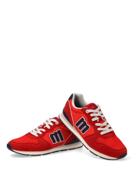 Deportivo rojo sintético con suela plana para hombre MUSTANG 84467