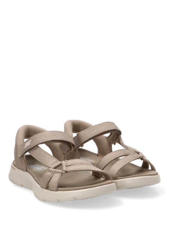 Sandalia taupe con suela plana para mujer SKECHERS 141481