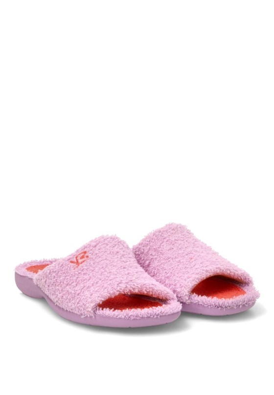 Zapatillas de casa lila con punta abierta 4905 para mujer VULCA-BICHA