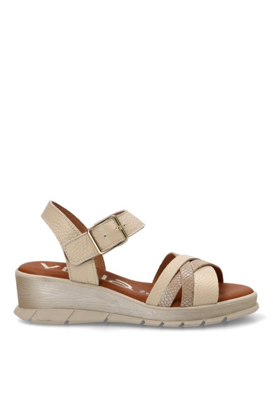 Sandalia de mujer YULIA 2650 beige piel cuña media