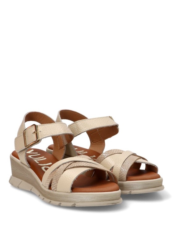 Sandalia de mujer YULIA 2650 beige piel cuña media