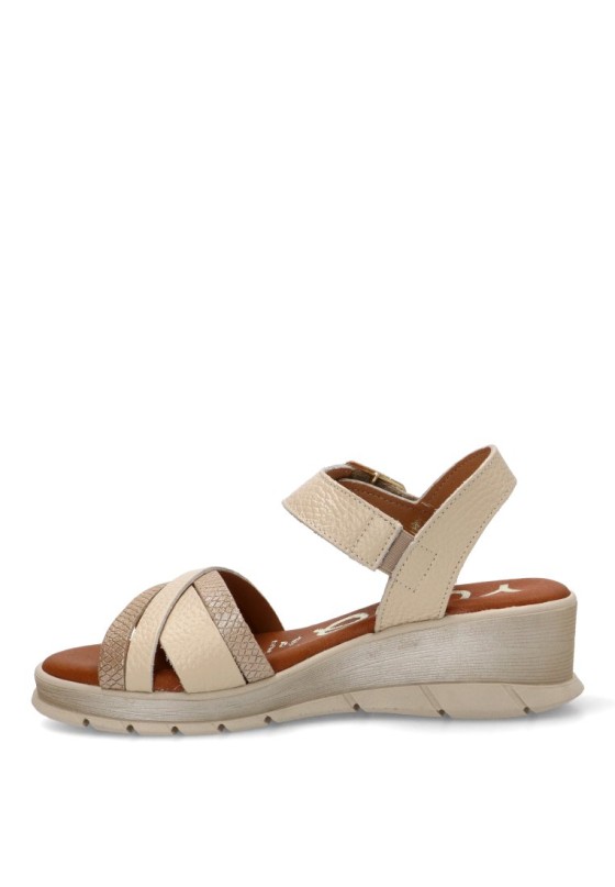 Sandalia de mujer YULIA 2650 beige piel cuña media