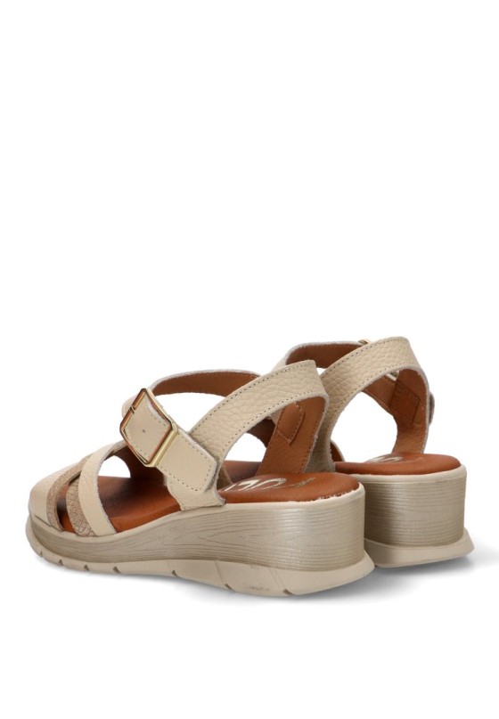 Sandalia de mujer YULIA 2650 beige piel cuña media