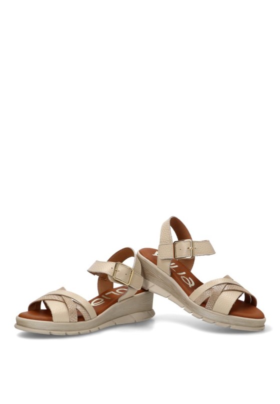 Sandalia de mujer YULIA 2650 beige piel cuña media