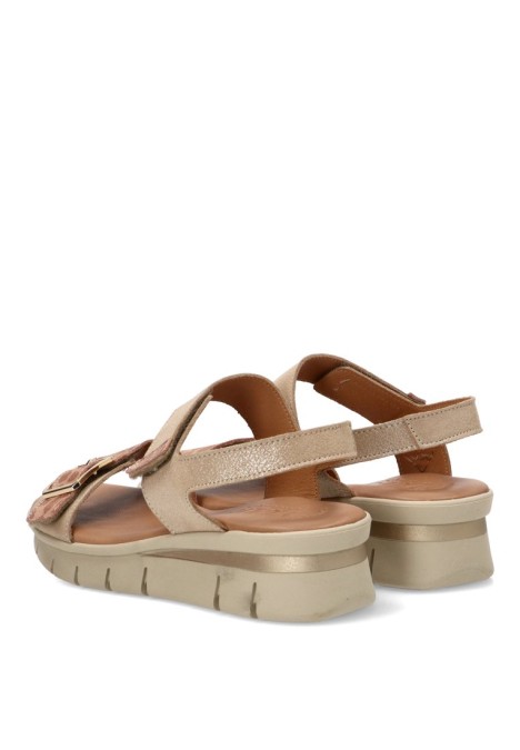 Sandalia en piel multicolor con cuña media de mujer YULIA 2606