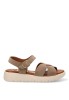 Sandalia con cuña media en piel beige de mujer YULIA CÑ 887