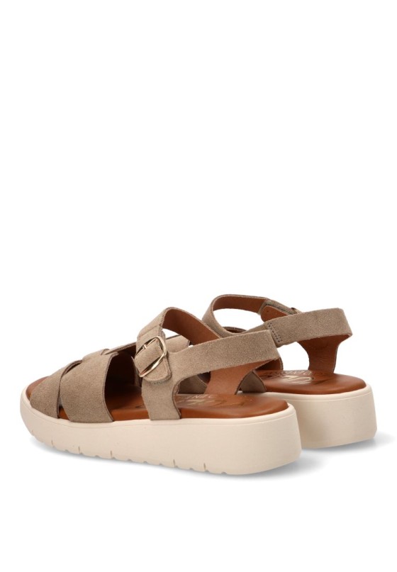 Sandalia con cuña media en piel beige de mujer YULIA CÑ 887