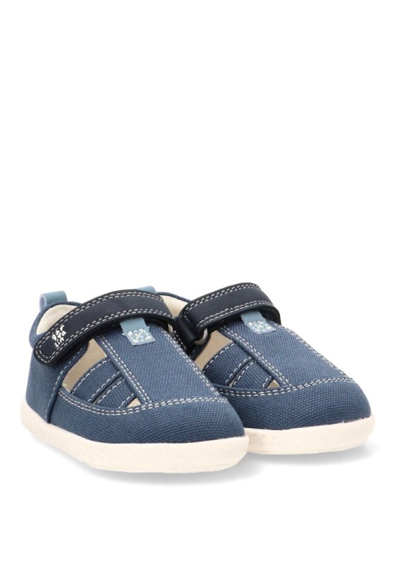 Sandalia GARVALIN 262341 para niño respetuosa barefoot en marino con suela plana