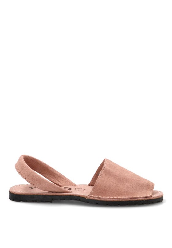 Sandalia 550 rosa de mujer en piel con suela plana