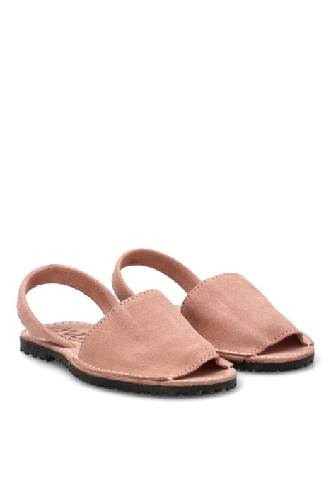 Sandalia 550 rosa de mujer en piel con suela plana