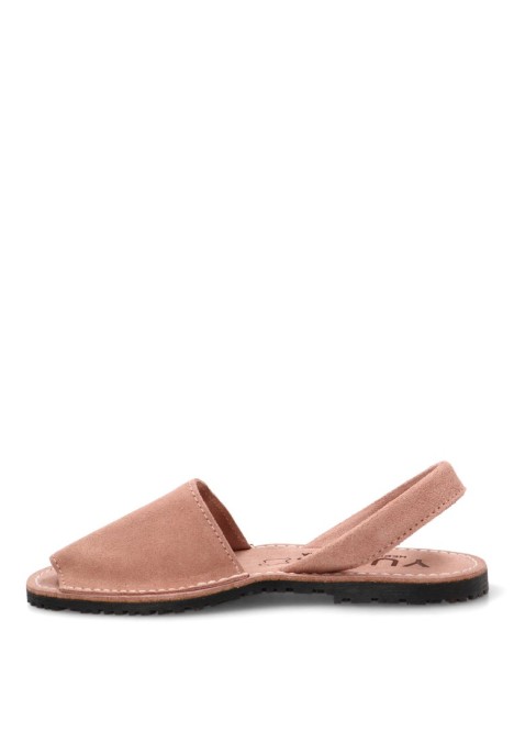 Sandalia 550 rosa de mujer en piel con suela plana