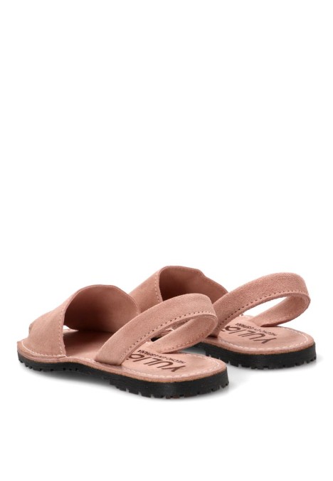 Sandalia 550 rosa de mujer en piel con suela plana