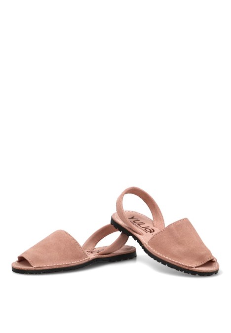 Sandalia 550 rosa de mujer en piel con suela plana
