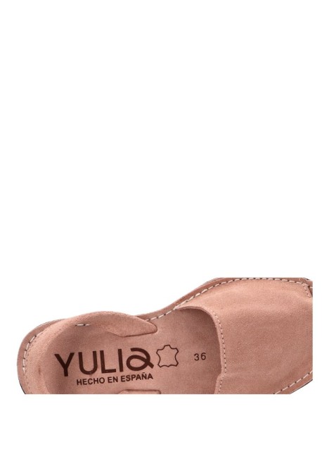 Sandalia 550 rosa de mujer en piel con suela plana