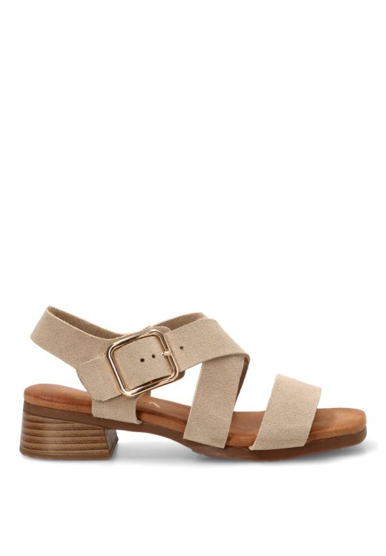 Sandalia de mujer ETIKA 30033 beige sintetico tacón medio