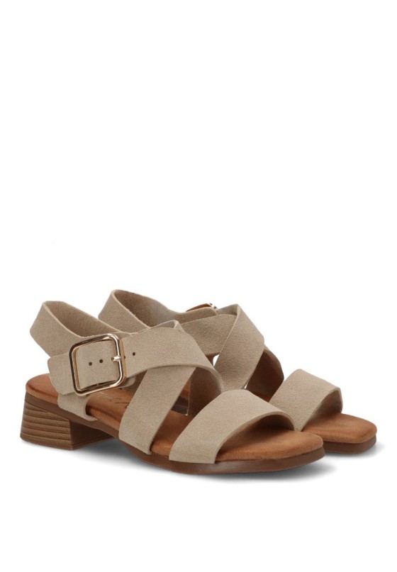 Sandalia de mujer ETIKA 30033 beige sintetico tacón medio