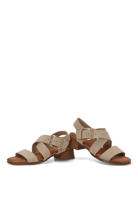 Sandalia de mujer ETIKA 30033 beige sintetico tacón medio