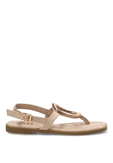 Sandalia antelina taupe con suela plana de mujer XTI 145494