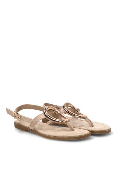 Sandalia antelina taupe con suela plana de mujer XTI 145494